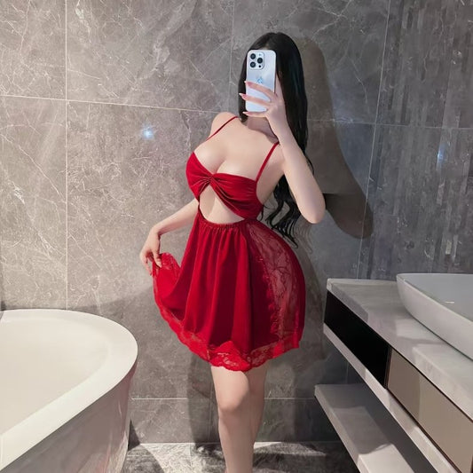 Backless Satin Bow Nightdress