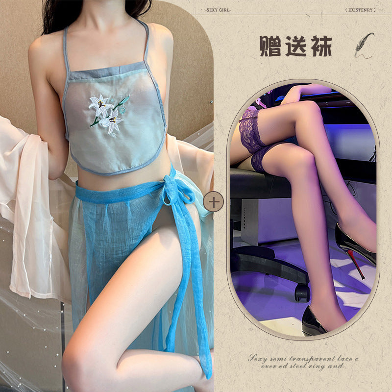 Black Slit Silk Nightdress