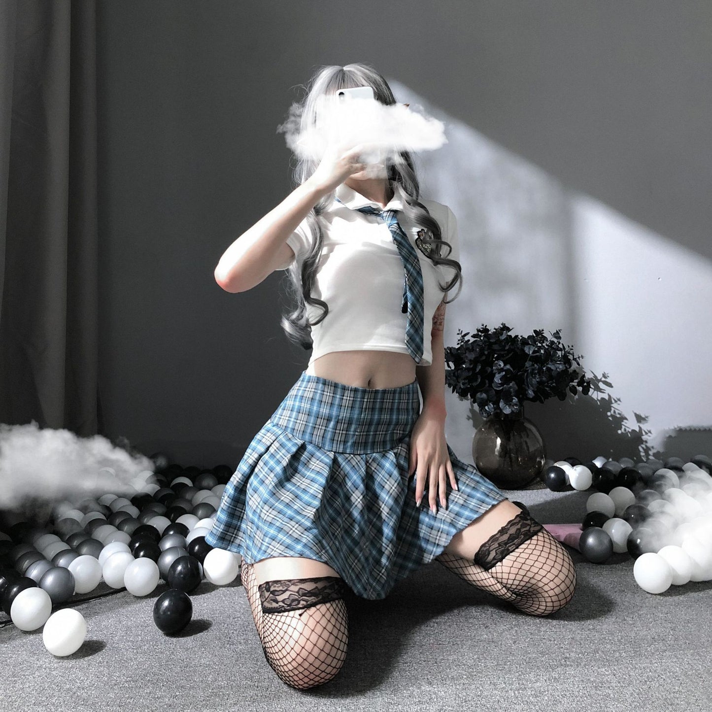Schoolgirl Lingerie Set with Mini Skirt