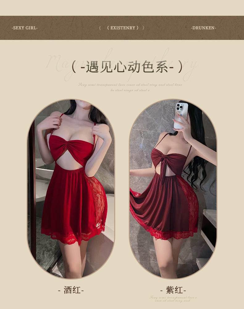 Backless Satin Bow Nightdress