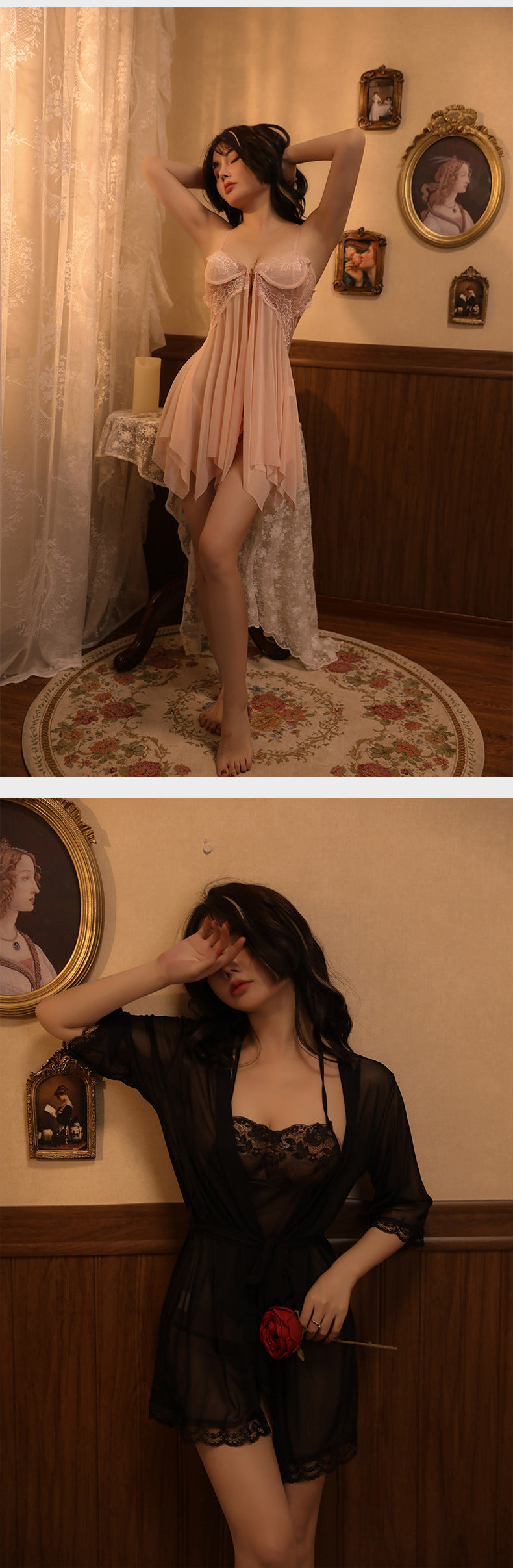 Front-clasp Sheer Chemise