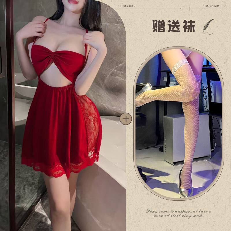 Backless Satin Bow Nightdress
