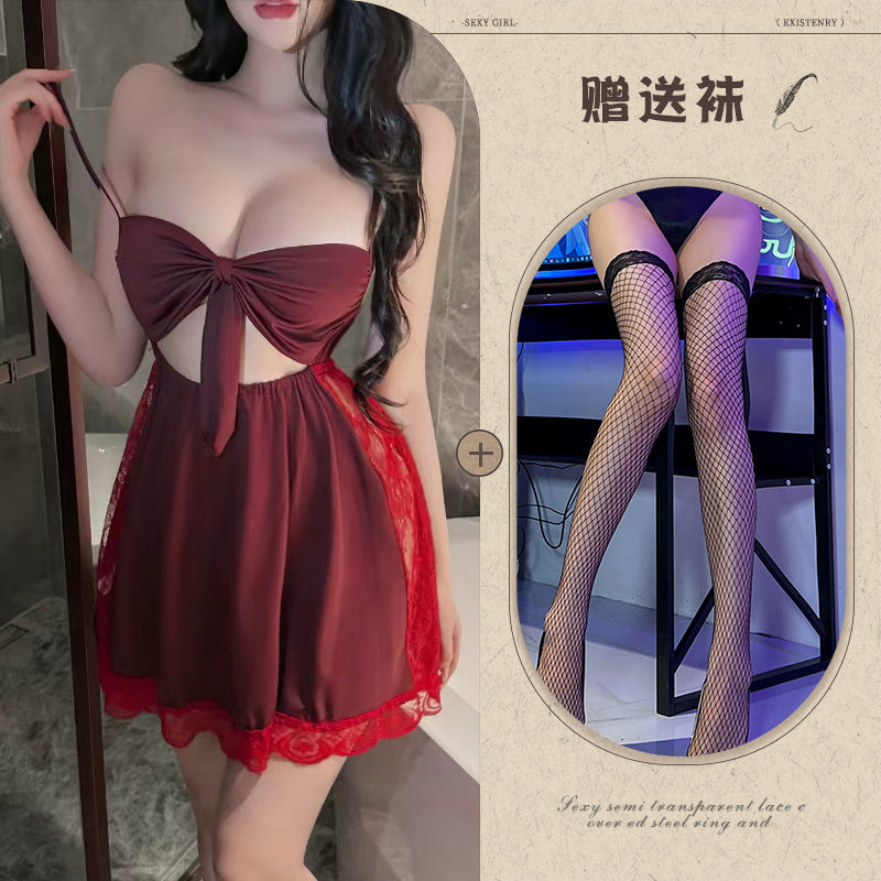 Backless Satin Bow Nightdress