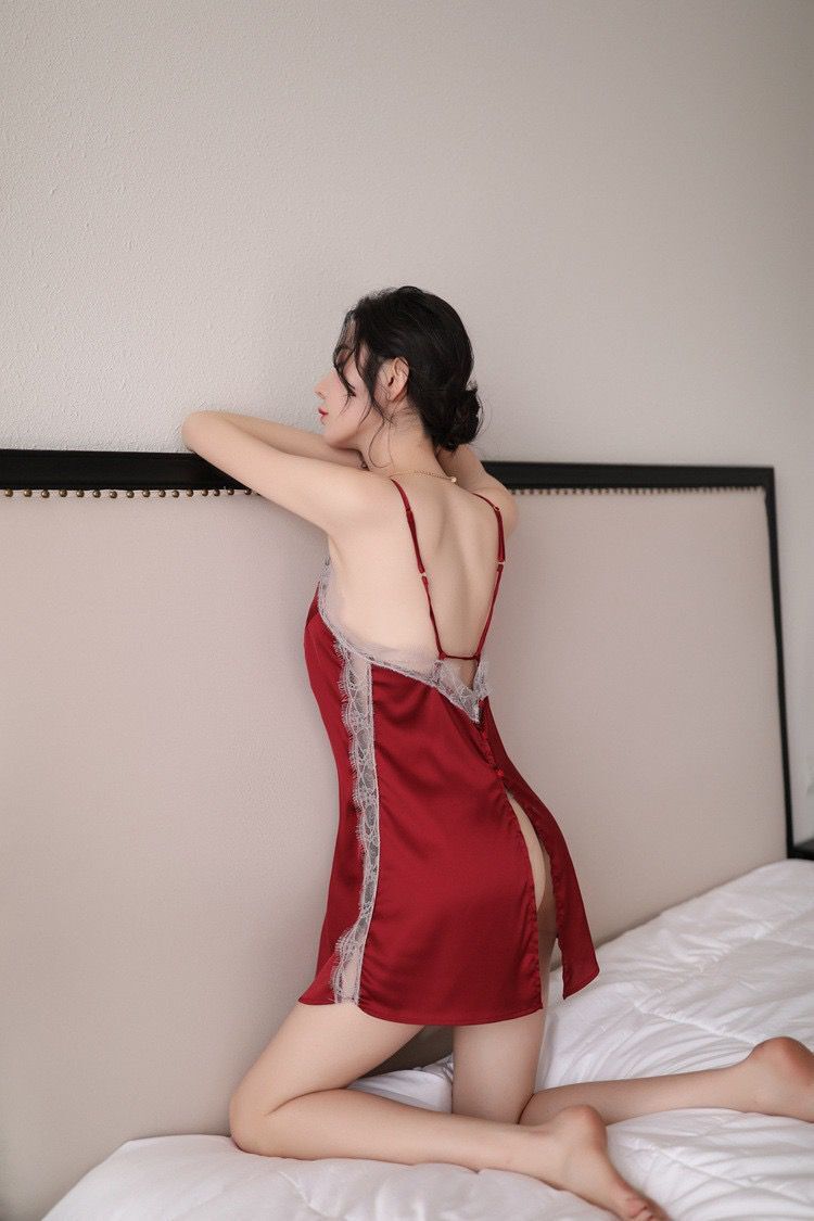 Slit Thigh Sheer Nightdress Set