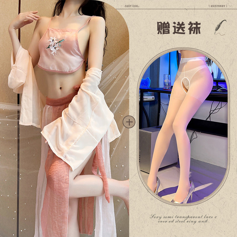 Black Slit Silk Nightdress