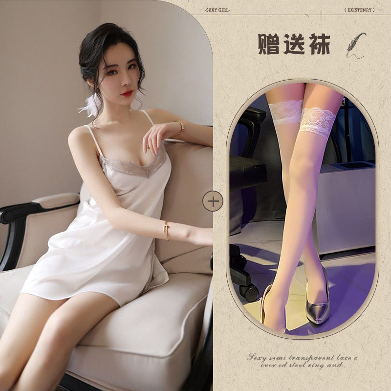 Slit Thigh Sheer Nightdress Set
