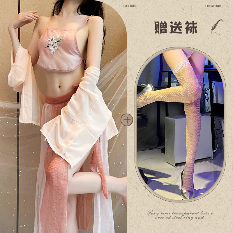 Black Slit Silk Nightdress