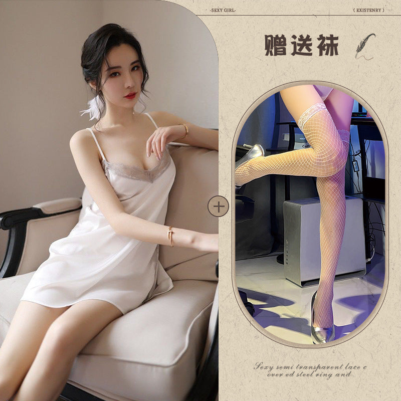 Slit Thigh Sheer Nightdress Set