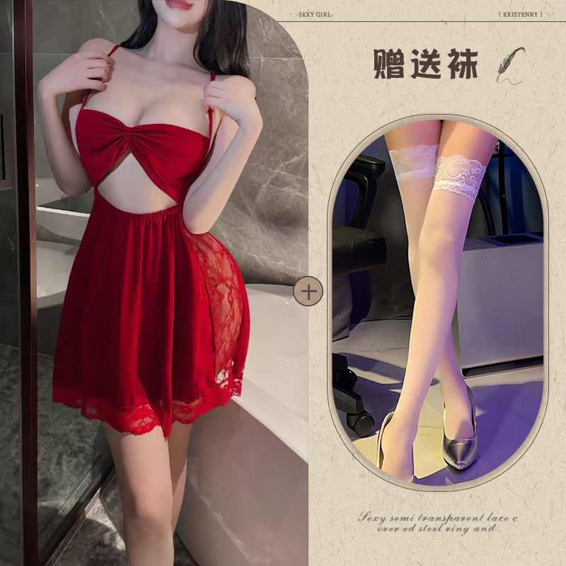 Backless Satin Bow Nightdress