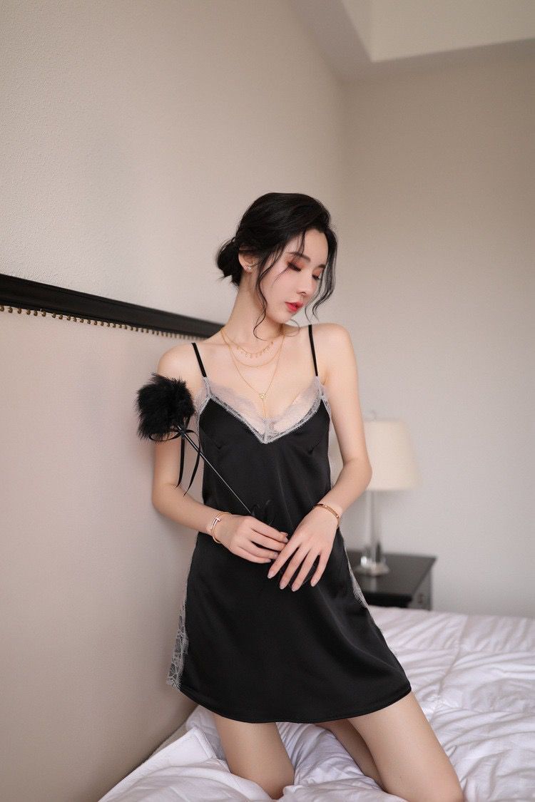Slit Thigh Sheer Nightdress Set