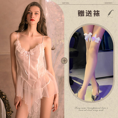 Sheer Lace Chemise Set