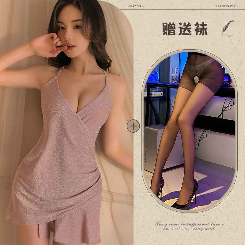 Glitter V-neck Chemise
