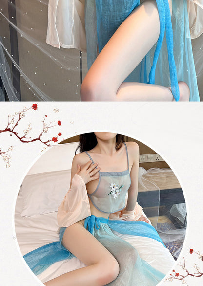 Black Slit Silk Nightdress 