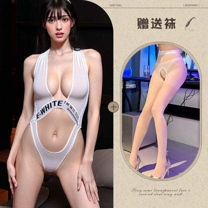 Sheer Halter Bikini Bodysuit