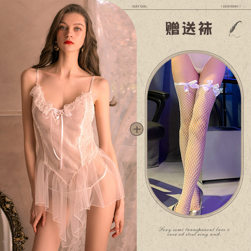 Sheer Lace Chemise Set