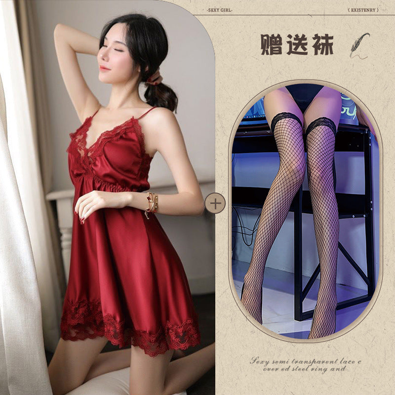 Embroidered Lace Chemise Set