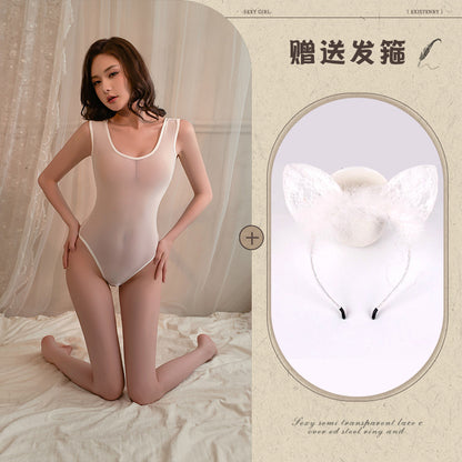 Sheer Open Crotch Swimsuit