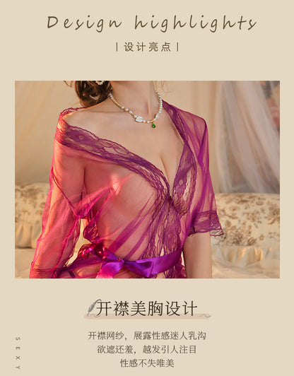 Sheer Robe with Lace