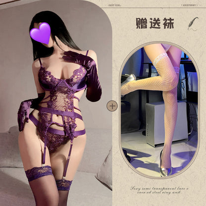 Purple Silk Lingerie Set