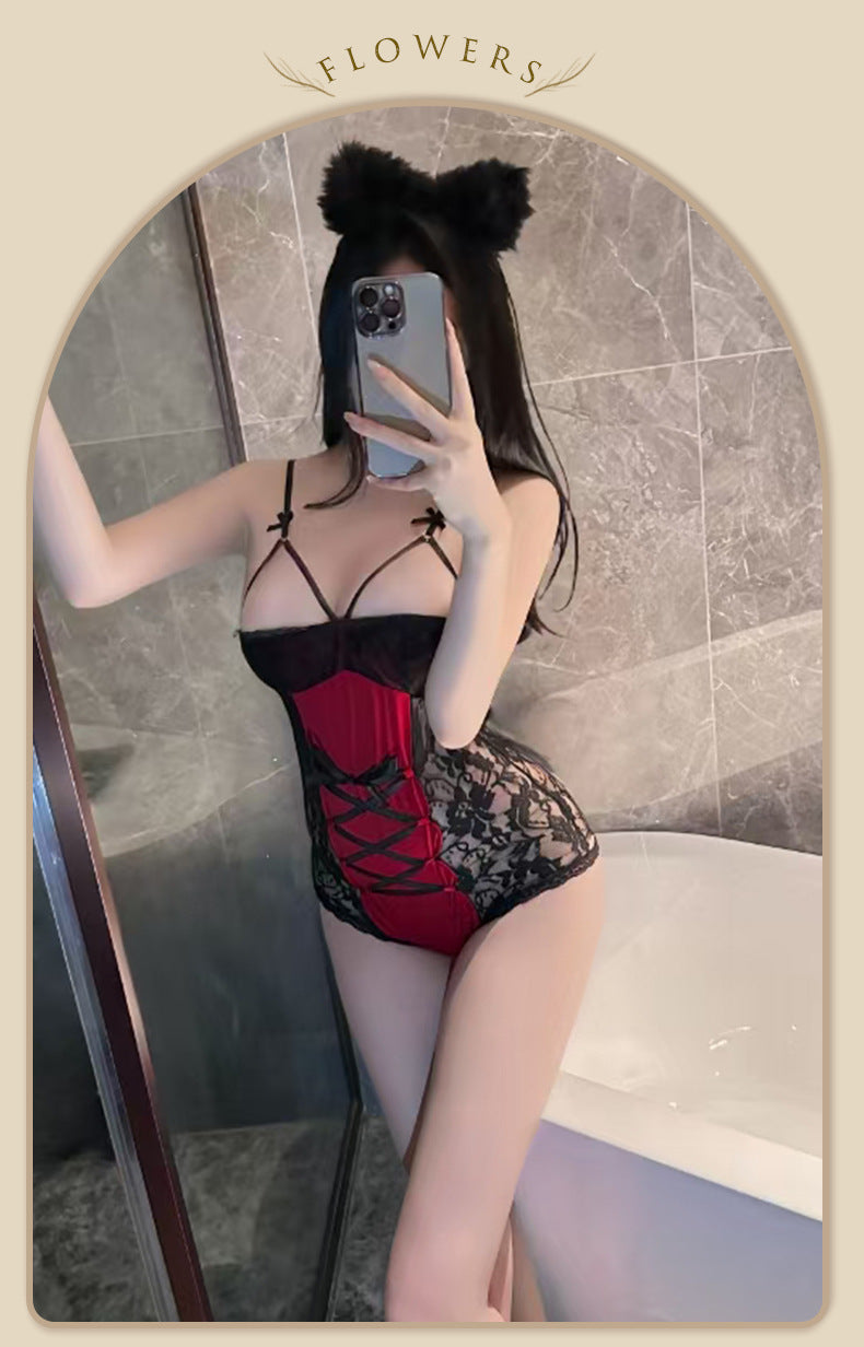 Red Lace Teddy Set