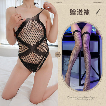 Rhinestone Star Mesh Catsuit