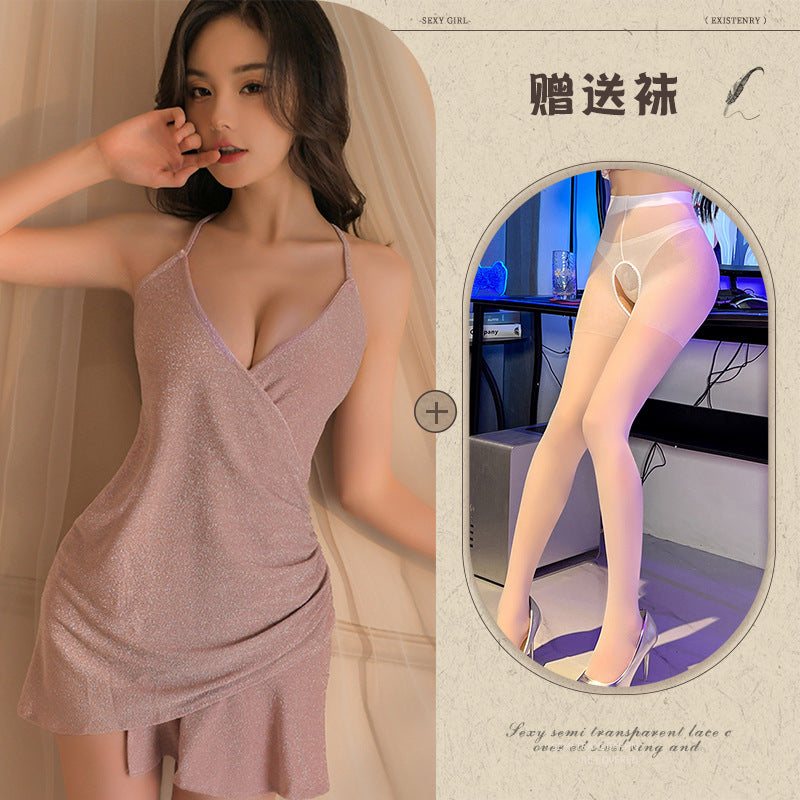 Glitter V-neck Chemise