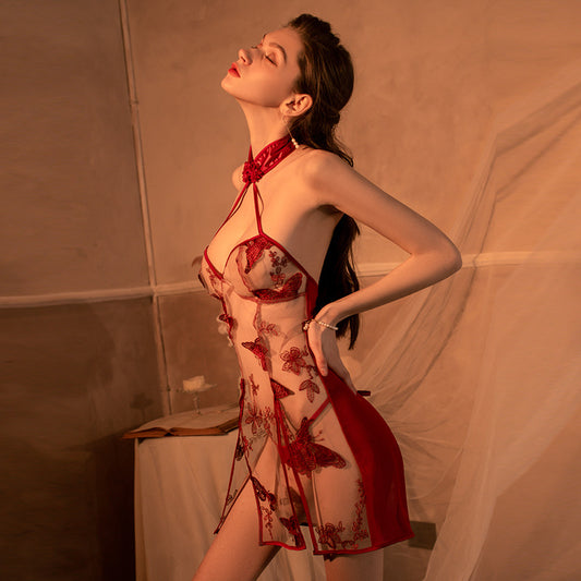 Butterfly Embroidered Qipao Lingerie Set 