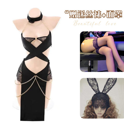 Bodysuit ng Detalye ng Chain 