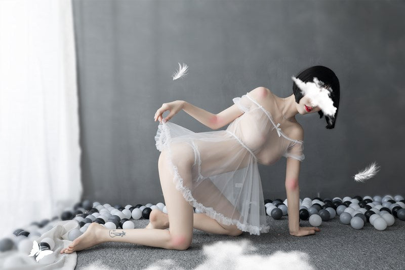 Sheer Off-shoulder Gown