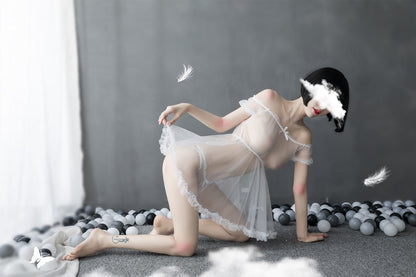 Sheer Off-shoulder Gown