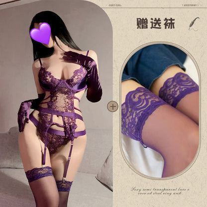 Purple Silk Lingerie Set