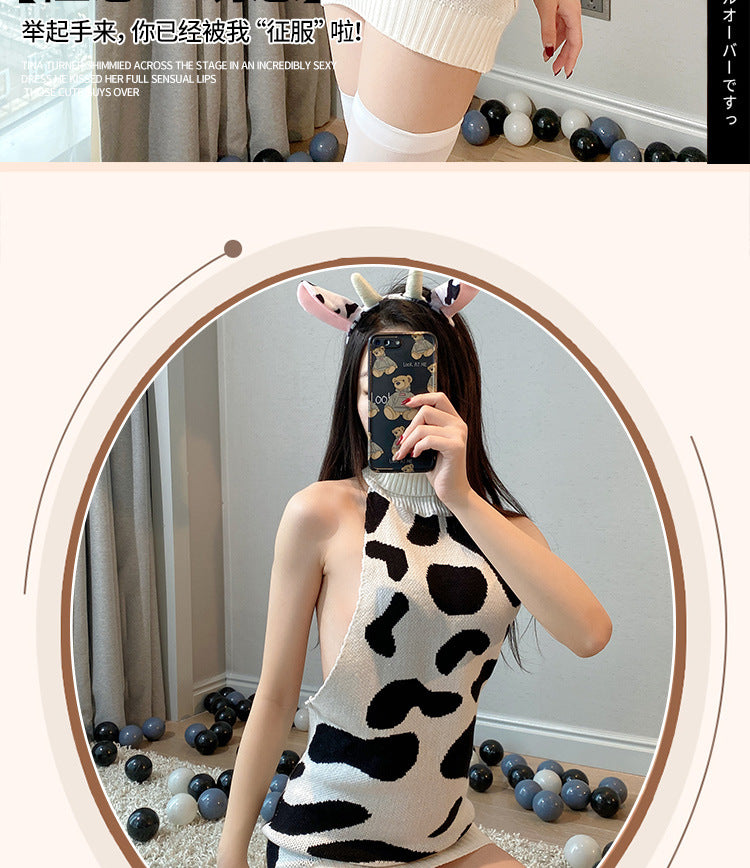 Cow Print Sweater Dress