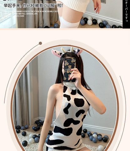 Cow Print Sweater Dress