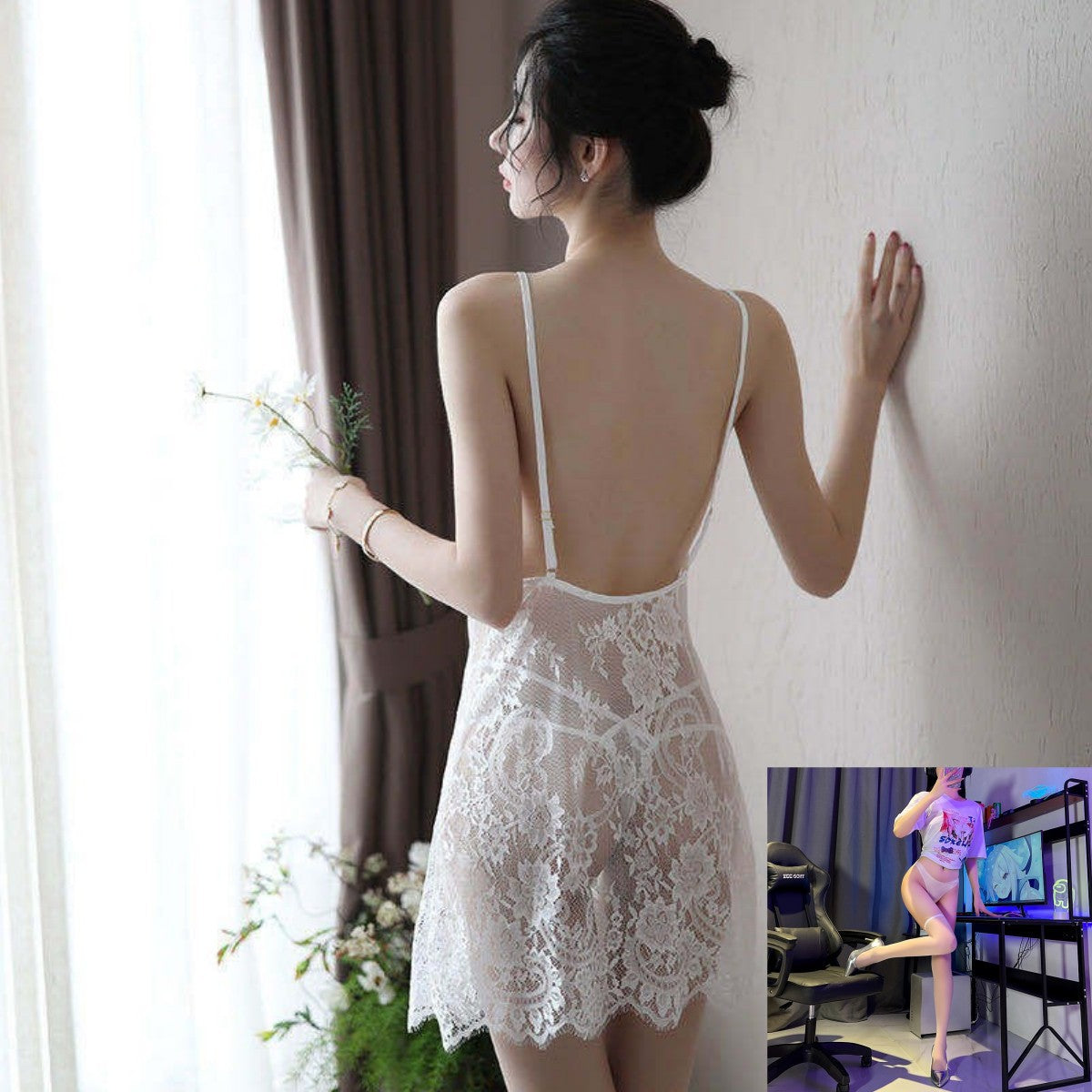 Sheer Backless Gown