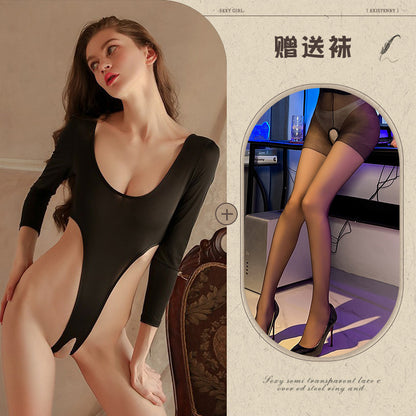 Open Crotch Silk Teddy