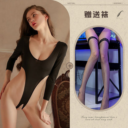 Open Crotch Silk Teddy