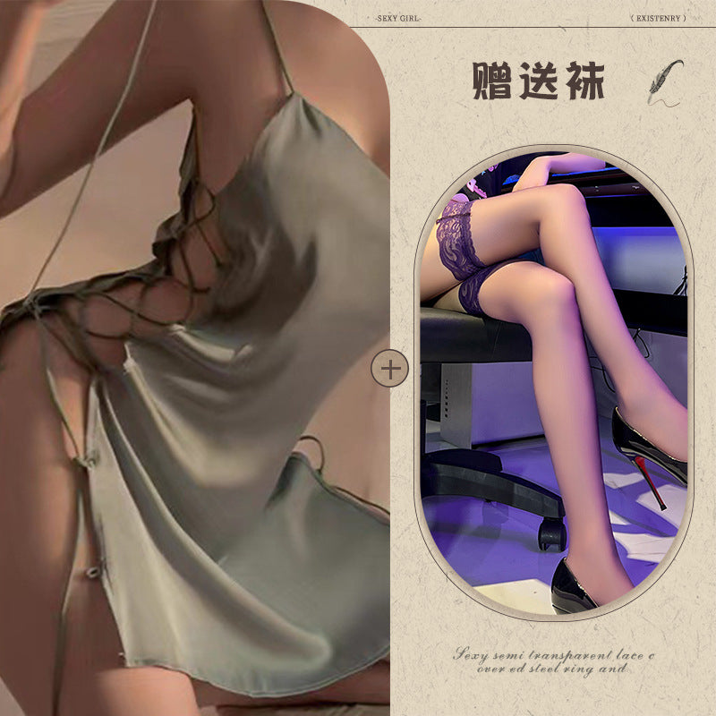 Sheer Lace Slit Nightie