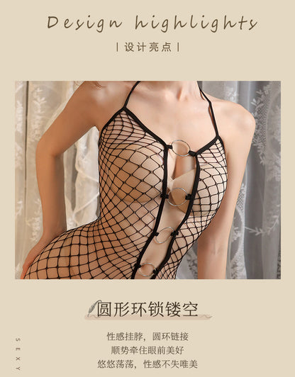Circle Cutout Fishnet Bodysuit