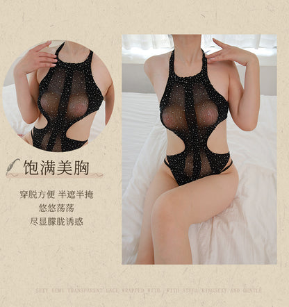 Bedtime Rhinestone Sheer Mesh Lingerie