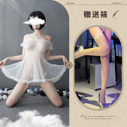 Sheer Off-shoulder Gown