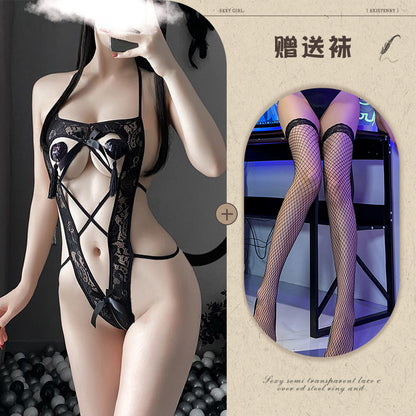 Sheer Open Crotch Teddy