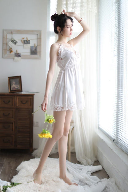 Embroidered Lace Chemise Set