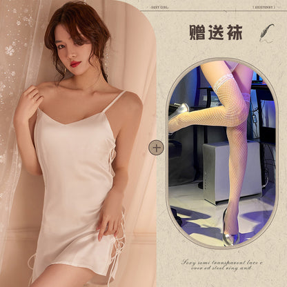 Sheer Lace Slit Nightie