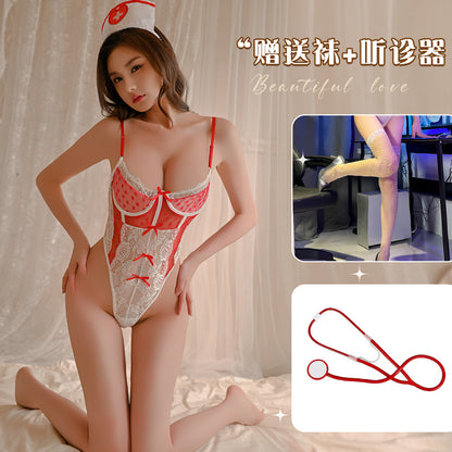 Heart Print Nurse Teddy