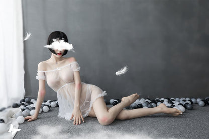 Sheer Off-shoulder Gown