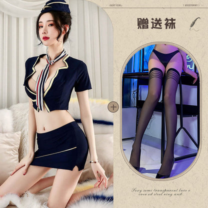 Sexy Hip Skirt Stewardess Uniform Secretary Suit