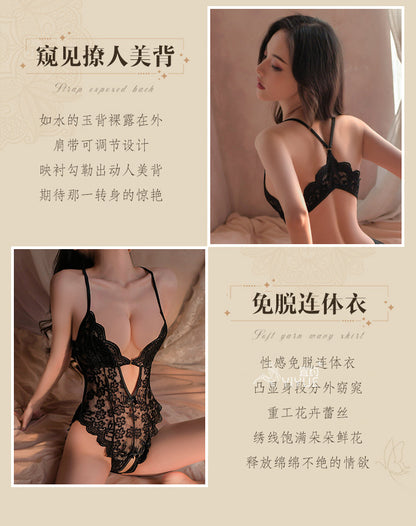 Open-Crotch Lace Bodysuit Sleepwear