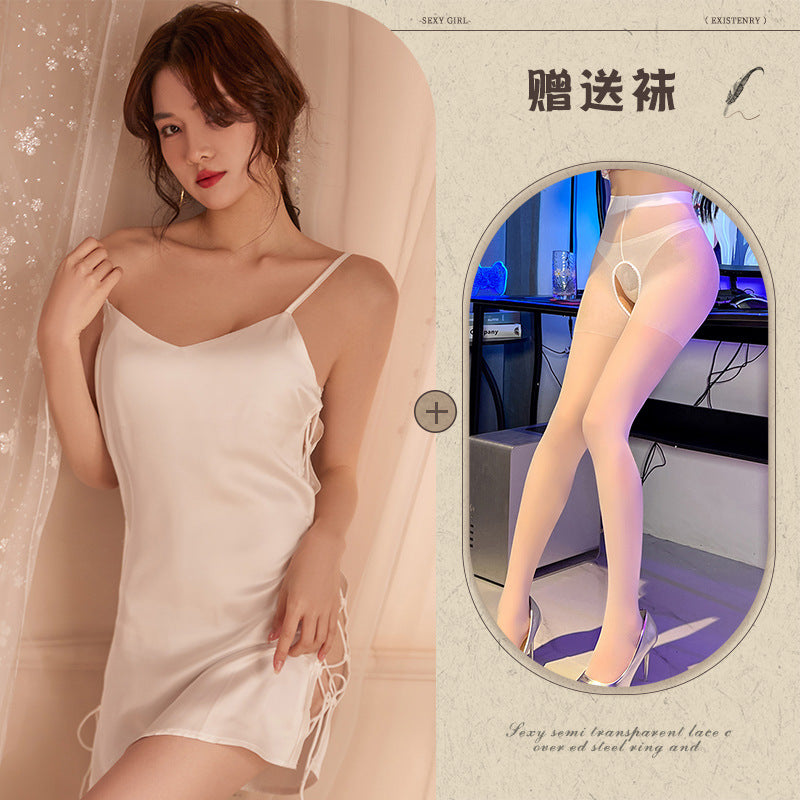 Sheer Lace Slit Nightie