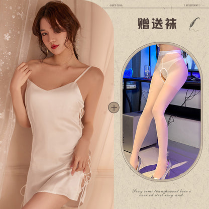 Sheer Lace Slit Nightie