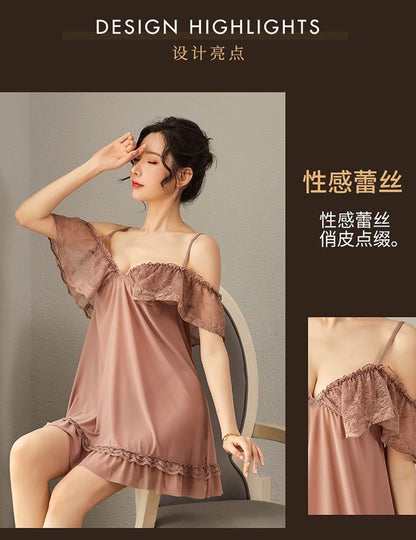 Sheer Chiffon Robe with Lace Trim